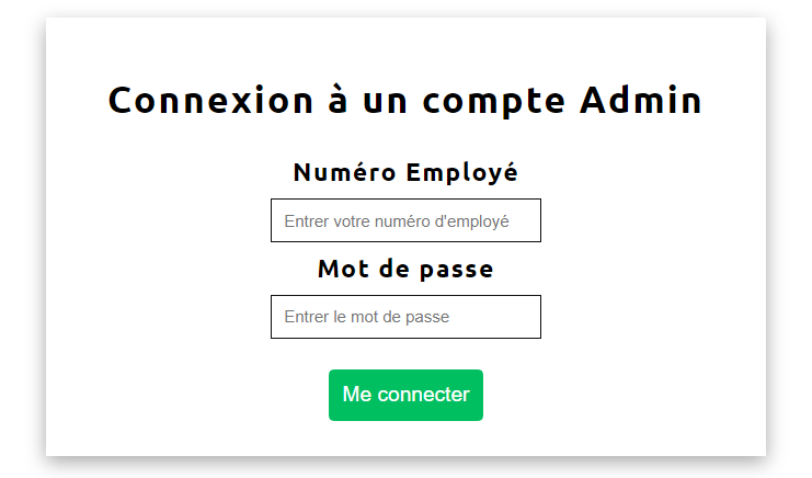 Formulaire de connexio admin