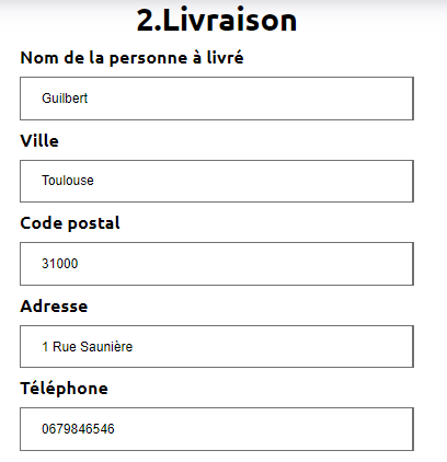 Formulaire de livraison