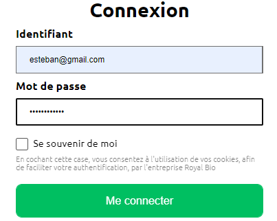 Formulaire de connexion